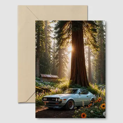 Toyota Celica Parked In Sunlit Forest