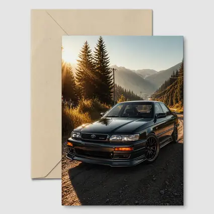 Toyota Chaser Sport Parked Mountain Sunset Road