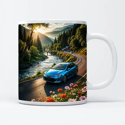 Toyota Corolla Blue Car Mountain River Road