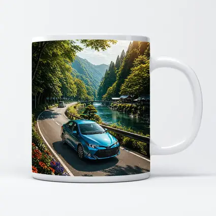 Toyota Corolla Blue Car Mountain River Road