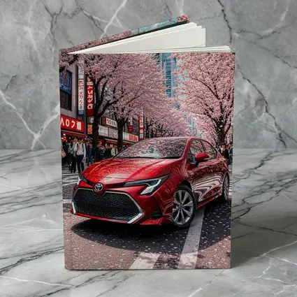 Toyota Corolla Red Cherry Blossoms Tokyo Street