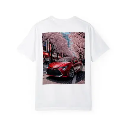 Toyota Corolla Red Cherry Blossoms Tokyo Street