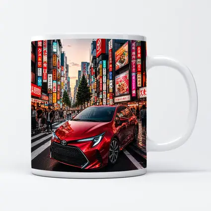 Red Toyota Corolla Tokyo City Streets