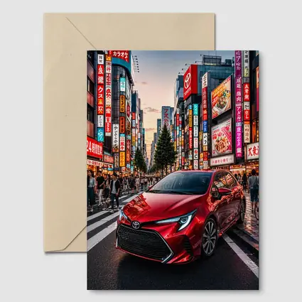 Red Toyota Corolla Tokyo City Streets