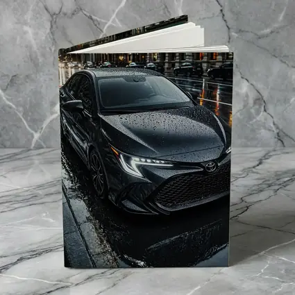 Toyota Corolla Black Rain Wet City Street