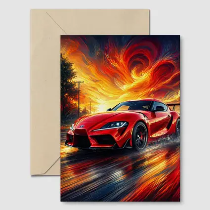 Toyota GR Supra Red Fiery Sky Art