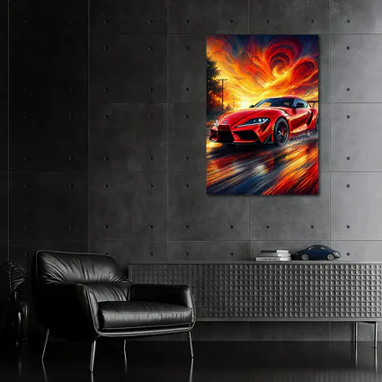Toyota GR Supra Red Fiery Sky Art