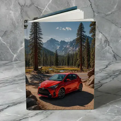 Toyota Yaris Red Hatchback Mountain Forest Setting