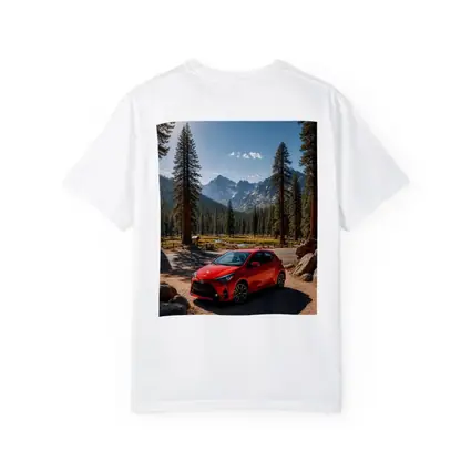 Toyota Yaris Red Hatchback Mountain Forest Setting