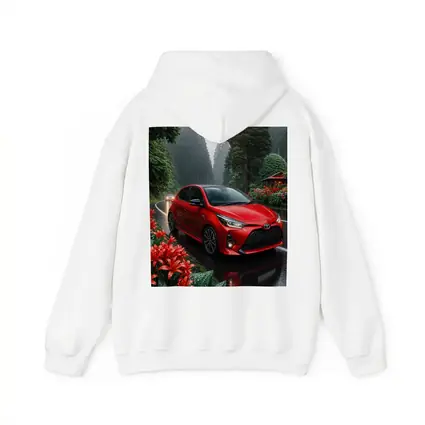 Toyota Yaris Red Hatchback Rainy Forest Road