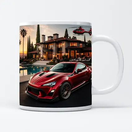 Toyota GT86 Red Coupe Mansion Sunset