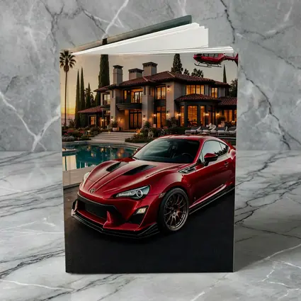 Toyota GT86 Red Coupe Mansion Sunset