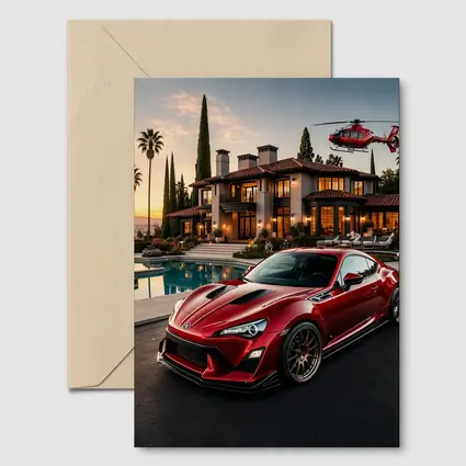 Toyota GT86 Red Coupe Mansion Sunset