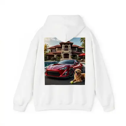 Toyota GT86 Red Sports Car Mansion Golden Retriever
