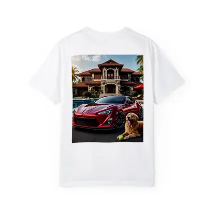 Toyota GT86 Red Sports Car Mansion Golden Retriever