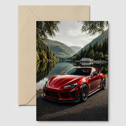 Toyota GT86 Red Coupe By Mountain Lake