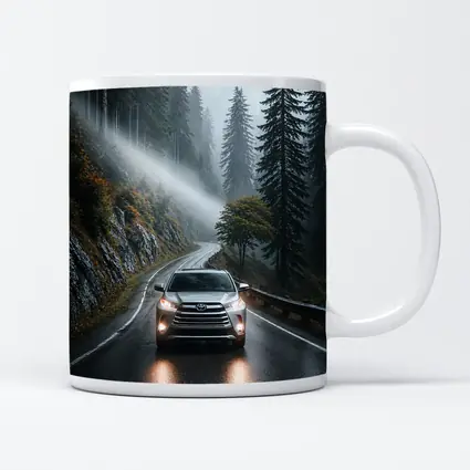 Toyota Highlander SUV Rainy Forest Road