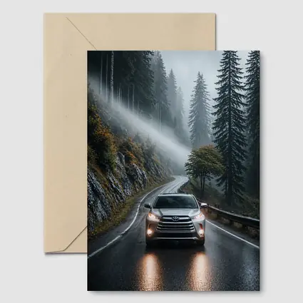 Toyota Highlander SUV Rainy Forest Road