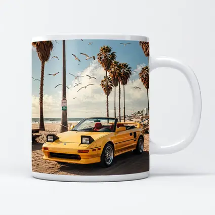 Toyota MR2 Yellow Convertible Beach Scene