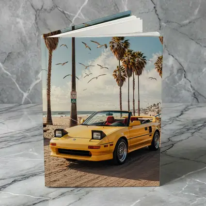 Toyota MR2 Yellow Convertible Beach Scene