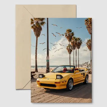 Toyota MR2 Yellow Convertible Beach Scene
