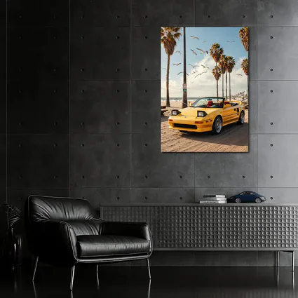 Toyota MR2 Yellow Convertible Beach Scene
