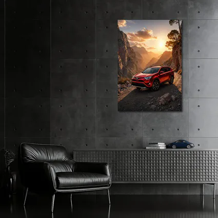 Toyota RAV4 Red SUV Mountain Canyon Sunset