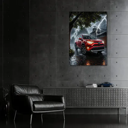 Toyota RAV4 Red SUV Lightning Storm