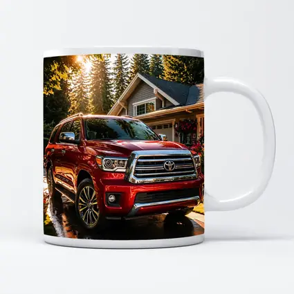 Toyota Sequoia Red SUV Suburban Driveway