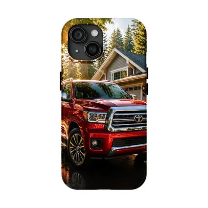 Toyota Sequoia Red SUV Suburban Driveway