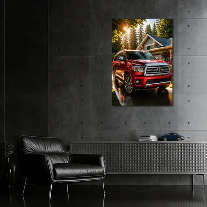 Toyota Sequoia Red SUV Suburban Driveway