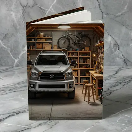 Toyota Sequoia Parked Inside Rustic Garage