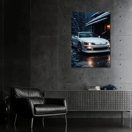 Toyota Soarer White Coupe Snowy Night