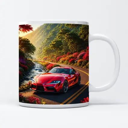 Toyota Supra Red Sports Car Mountain Road
