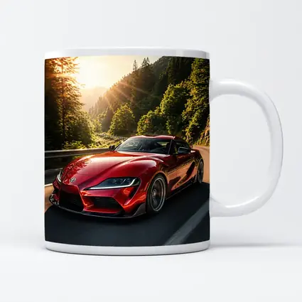 Toyota Supra Red Sports Car Mountain Road