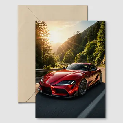 Toyota Supra Red Sports Car Mountain Road