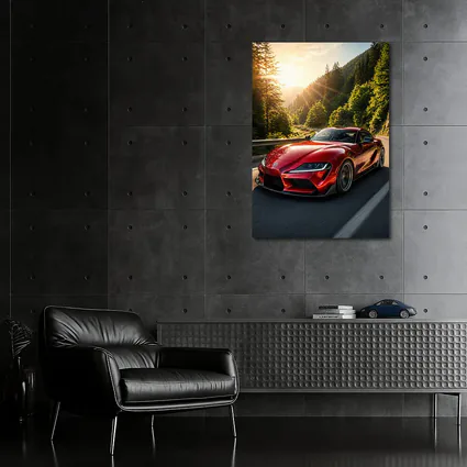 Toyota Supra Red Sports Car Mountain Road
