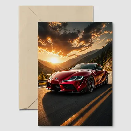 Toyota Supra Red Mountain Sunset Drive
