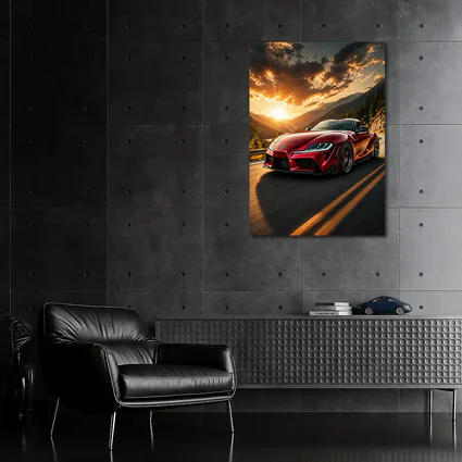 Toyota Supra Red Mountain Sunset Drive