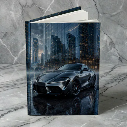 Toyota Supra Silver City Buildings Rainy Night