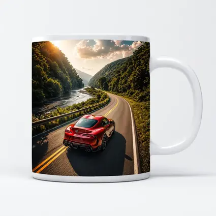 Toyota Supra Red Sports Car Mountain Road