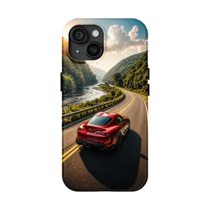 Toyota Supra Red Sports Car Mountain Road