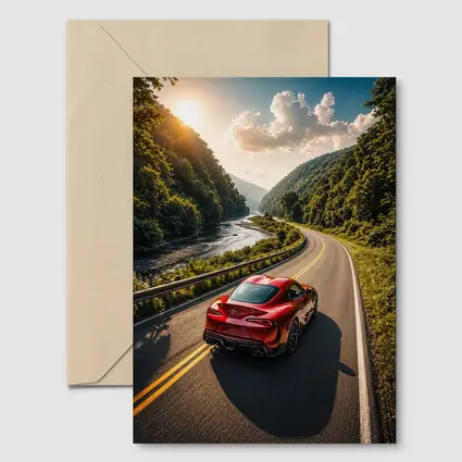 Toyota Supra Red Sports Car Mountain Road
