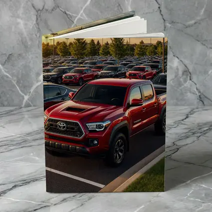 Toyota Tacoma Red Truck Dealership Lot Sunset