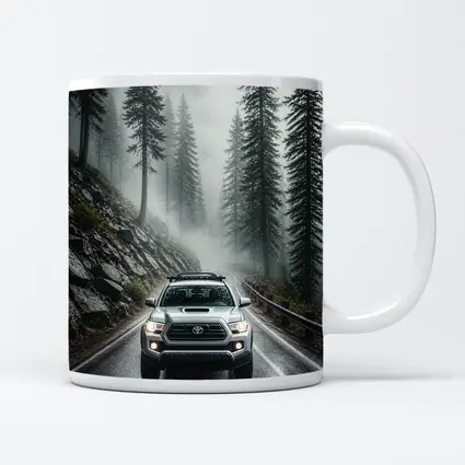 Toyota Tacoma Truck Rainy Foggy Forest Road