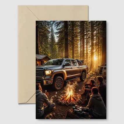 Toyota Tundra Truck Forest Campfire Friends