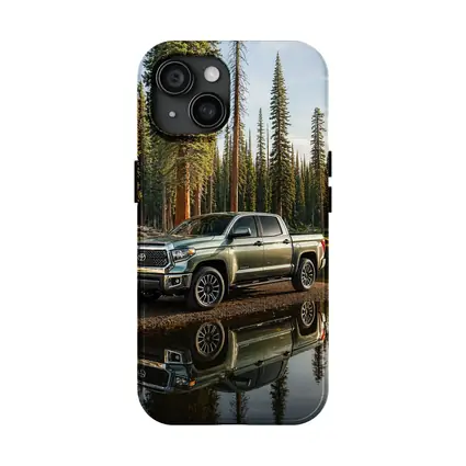 Toyota Tundra Truck Parked By Forest Lake