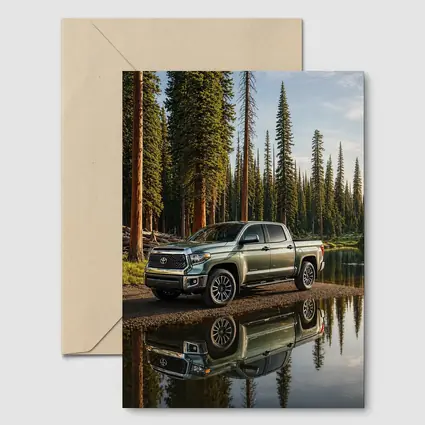 Toyota Tundra Truck Parked By Forest Lake