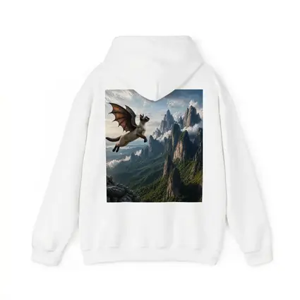 Siamese Cat Dragon Wings Flying Mountain Peaks