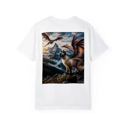 Siamese Cat Dragon Wings Mountain Sunset Fantasy